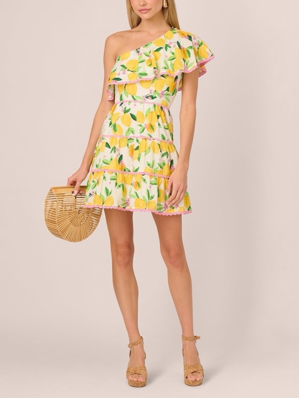 NWT One Shoulder Ruffle Lemon Dress